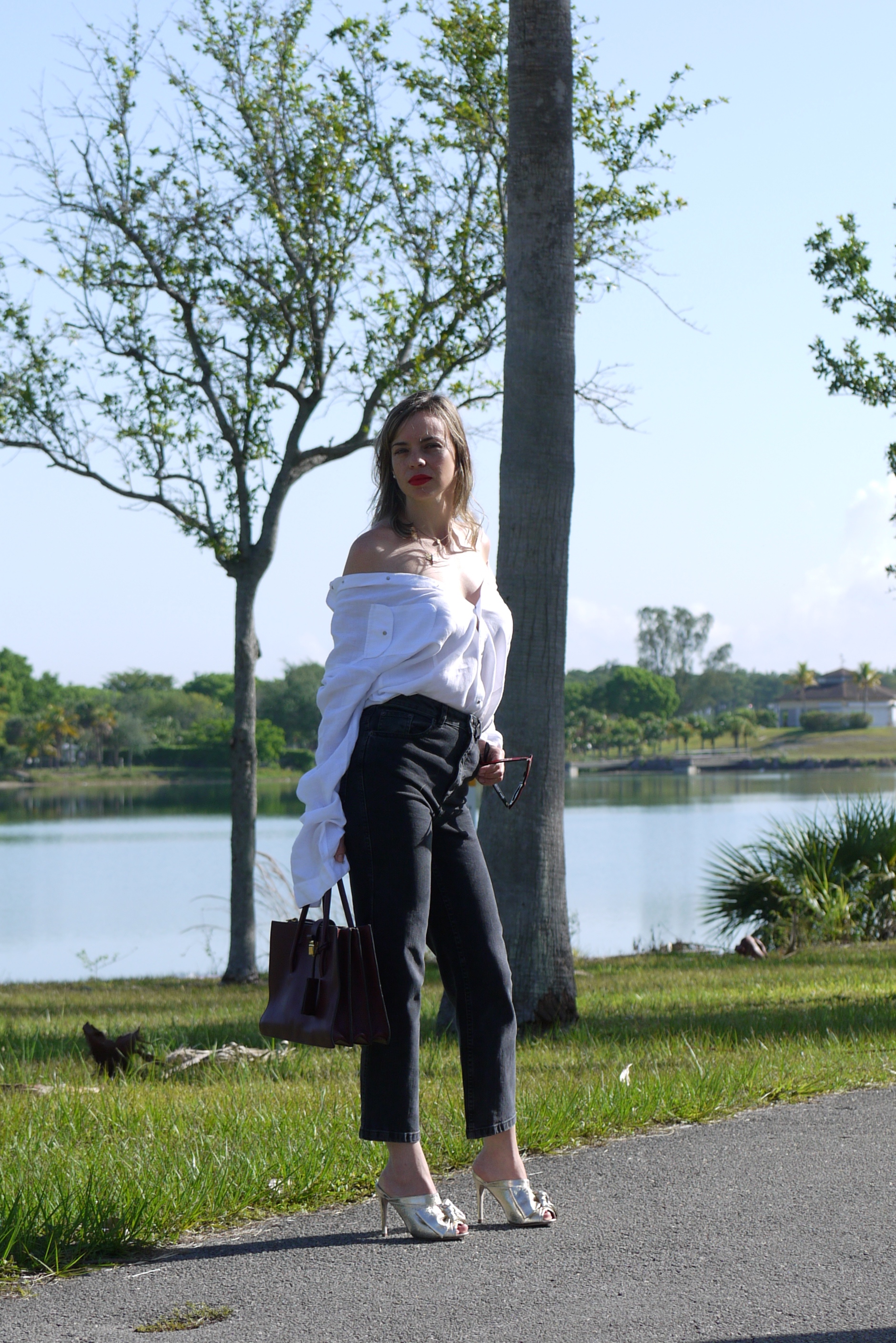 high waist cropped leg jeans + white shirt with a little twist by mylovelypeople