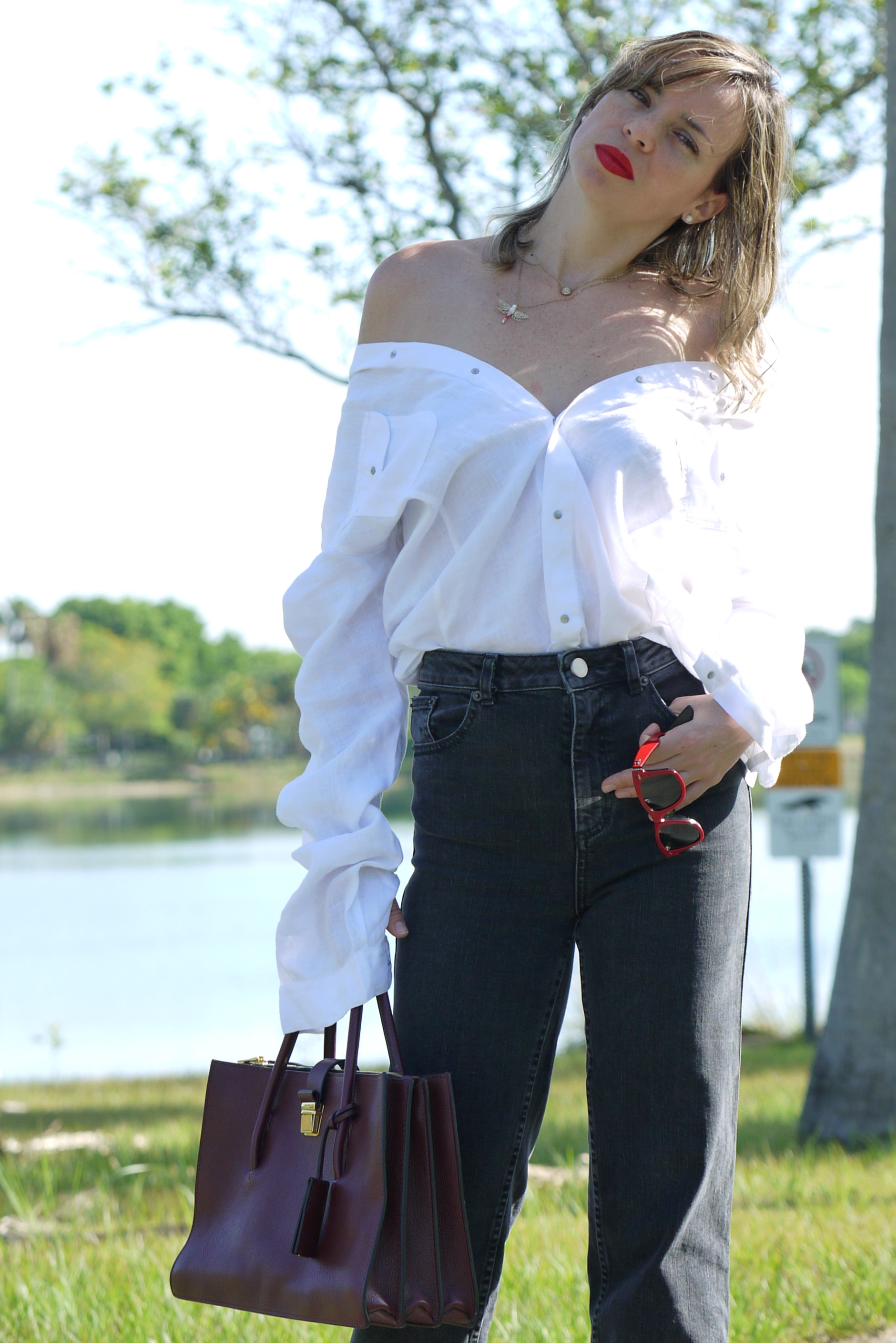 high waist cropped leg jeans + white shirt with a little twist by mylovelypeople