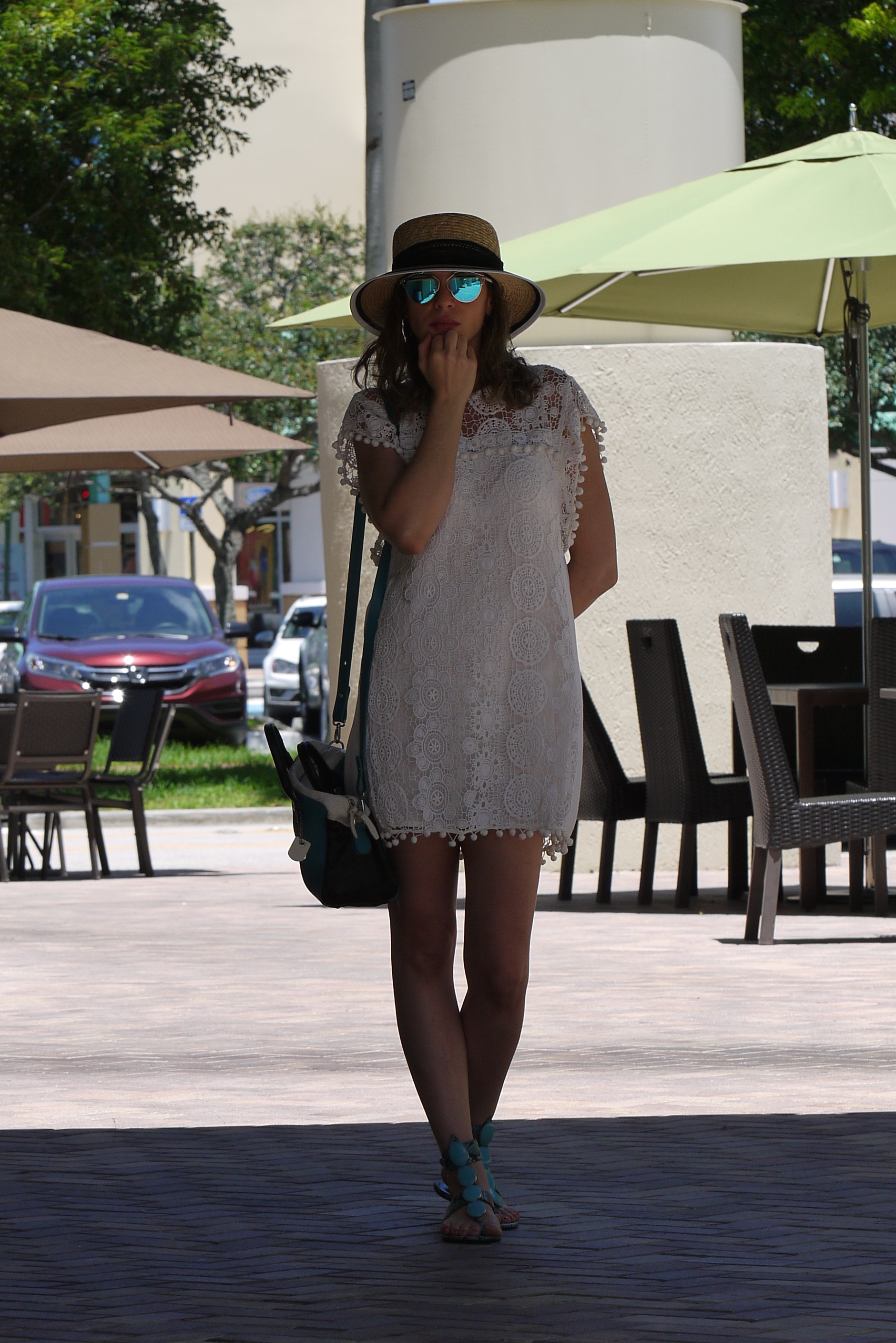 lace white dress + jewels flat sandals by mylovelypeople