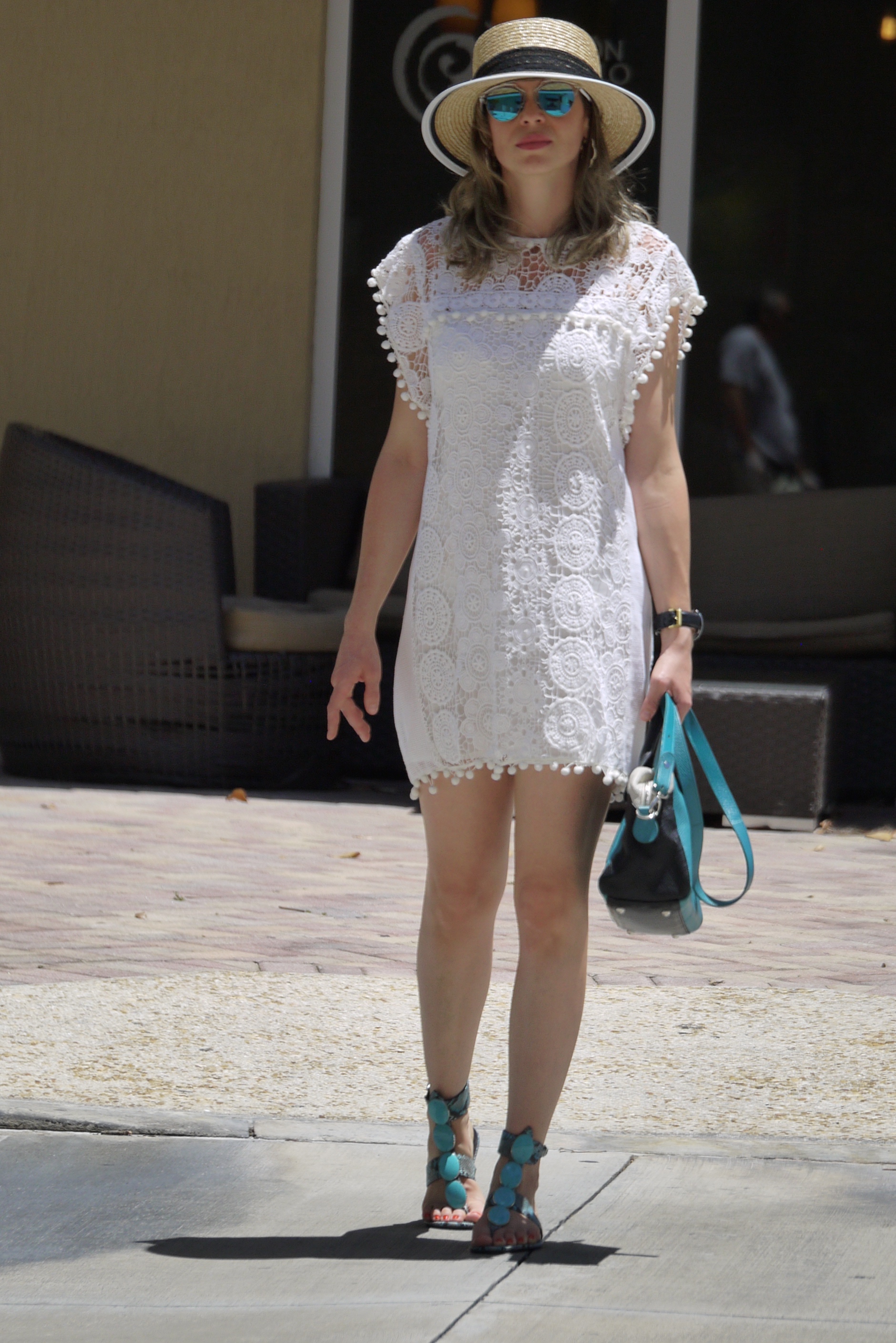 lace white dress + jewels flat sandals by mylovelypeople